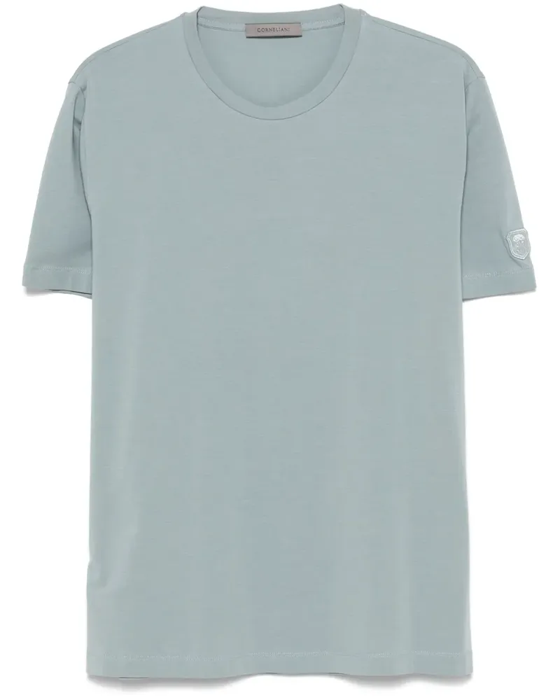 Corneliani T-Shirt mit Logo-Stickerei Blau