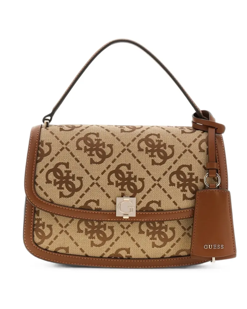 Guess Audrey Satchel-Tasche mit Monogramm - Nude Nude