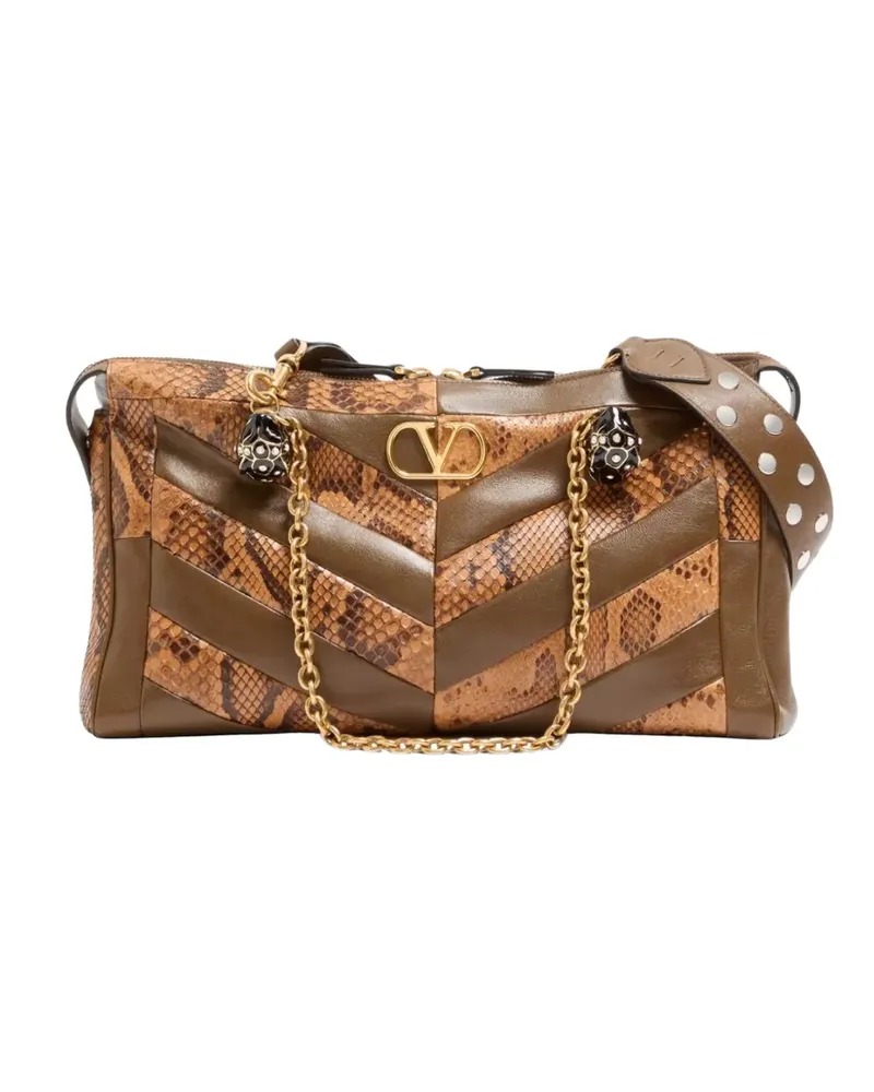 Valentino Garavani medium Panthea chevron chain shoulder bag - Braun Braun