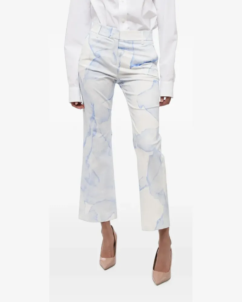 True Royal Weiße Hose mit Marmor-Print Weiß