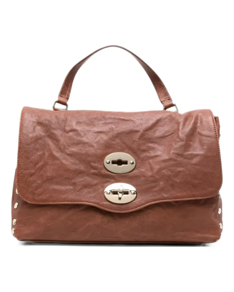 Zanellato Postina® Officina crinkled-leather tote bag - Braun Braun