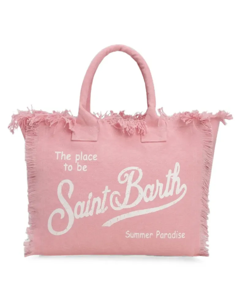 MC2 Saint Barth Ausgefranster Shopper mit Logo-Print - Rosa Rosa