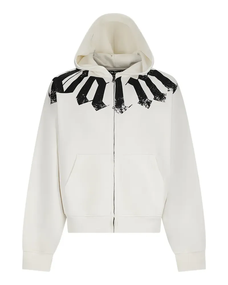 Palm Angels logo-print zip-up hoodie - Weiß Weiß