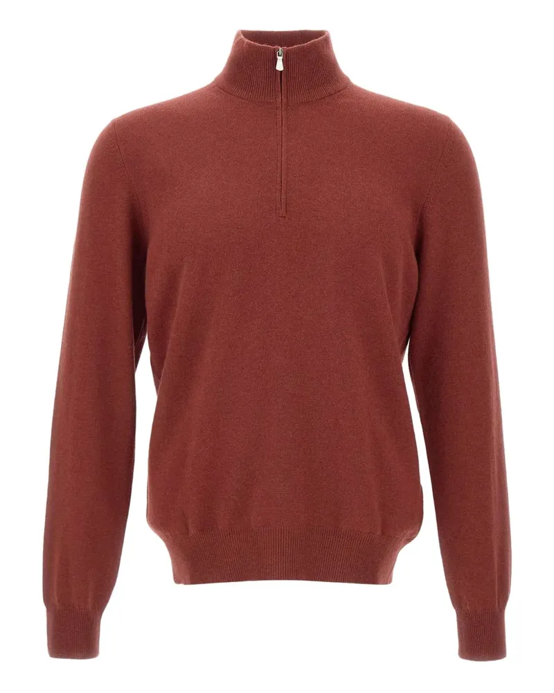 Gran Sasso Rollkragenpullover mit kurzem Reißverschluss - Rot Rot