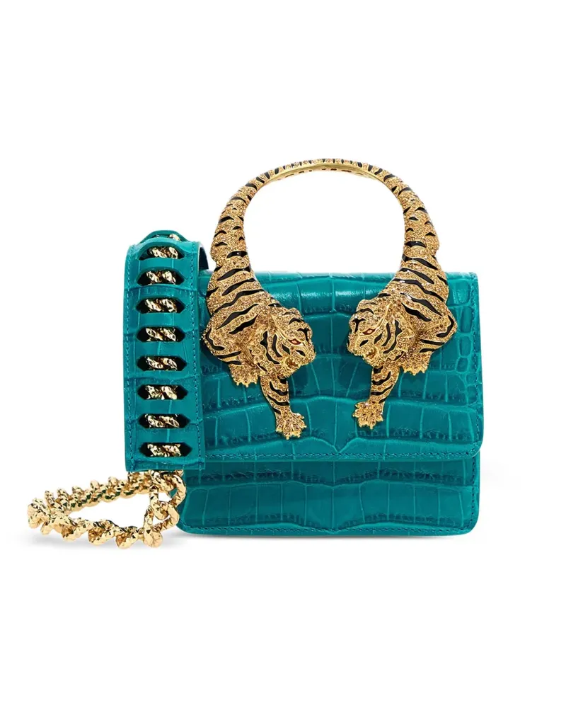 Roberto Cavalli Mini-Tasche mit Kroko-Effekt - Blau Blau