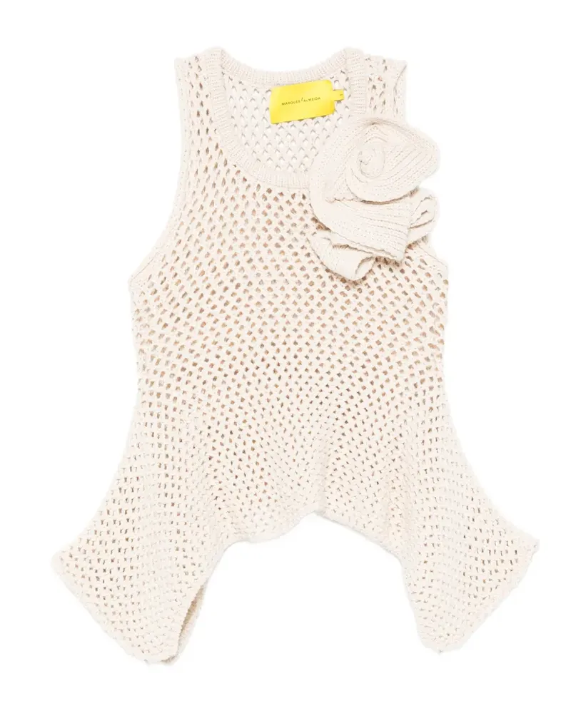 Marques ' Almeida Asymmetrisches Strickoberteil mit Blume - Nude Nude