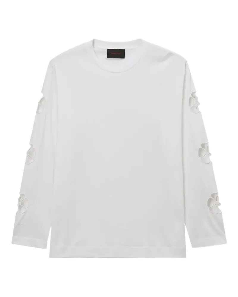 Simone Rocha Langarmshirt mit Blumen-Cut-Out - Weiß Weiß