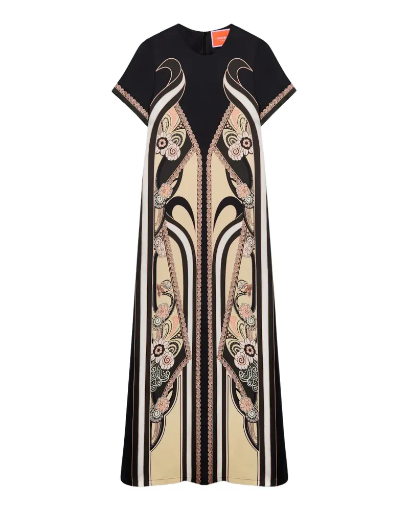 La DoubleJ Ambrosia Placée Pale Pink in silk twill Swing dress - Schwarz Schwarz