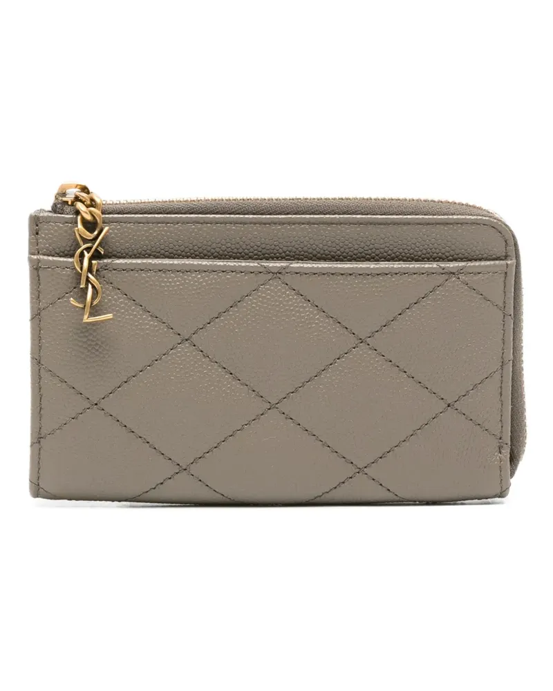 Saint Laurent Cassandre Kartenetui mit Rautensteppung - Grau Grau