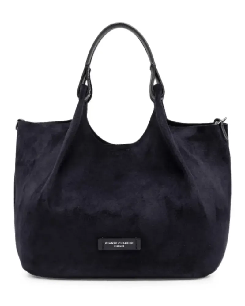 Gianni Chiarini Dua suede logo-plaque tote bag - Blau Blau