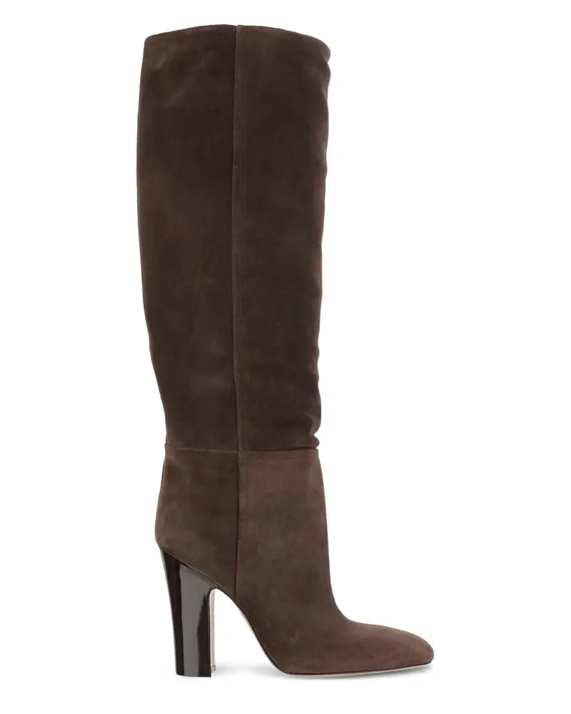 Paris Texas Kniehohe Lavinia Wildlederstiefel mit spitzer Kappe 100mm - Braun Braun