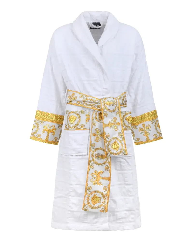 Versace I Love Baroque Bademantel mit Logo-Jacquard - Weiß Weiß