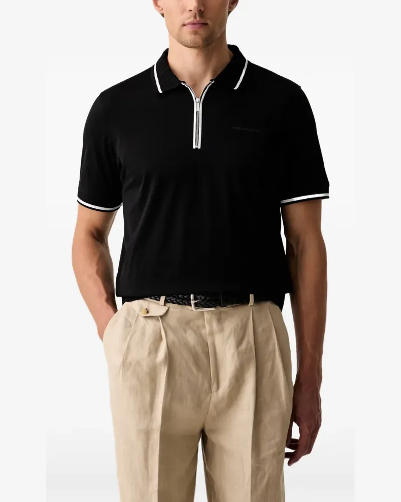 Karl Lagerfeld Poloshirt mit Reißverschluss - Schwarz Schwarz
