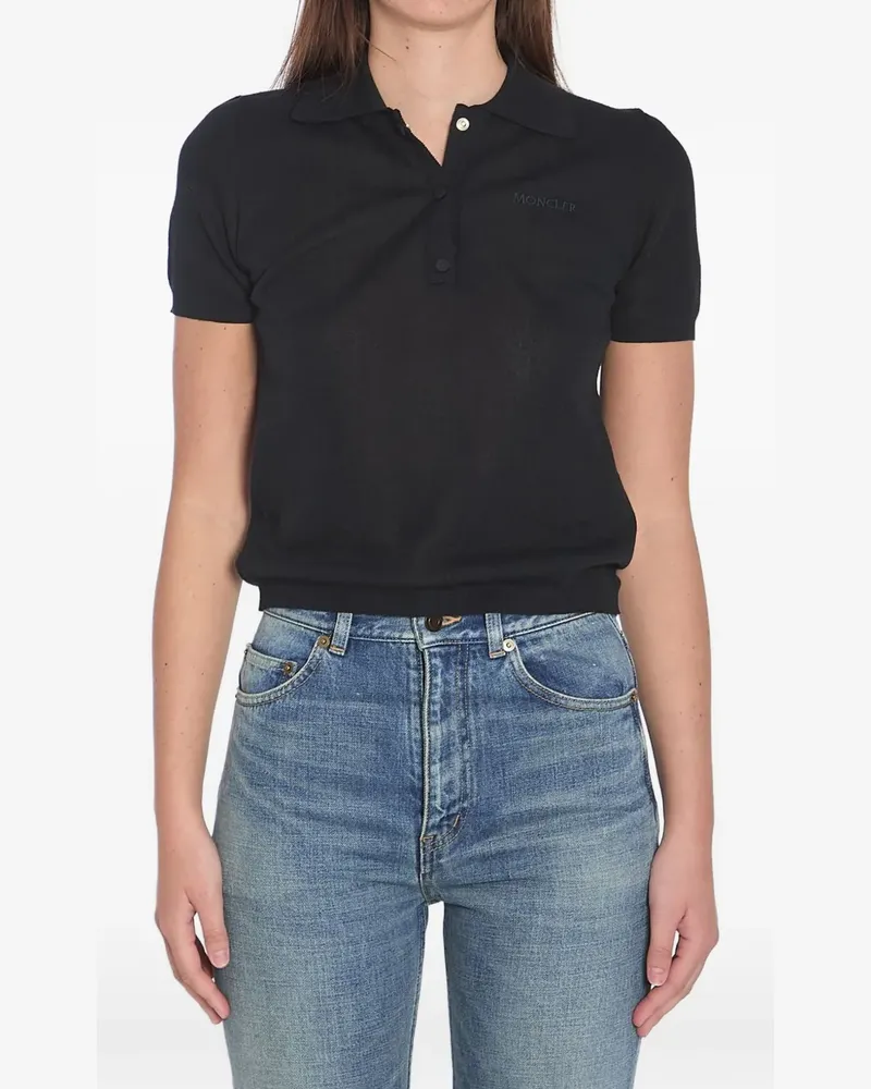 Moncler embroidered-logo polo top - Schwarz Schwarz