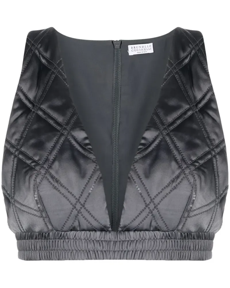 Brunello Cucinelli Gestepptes Cropped-Top - Grau Grau