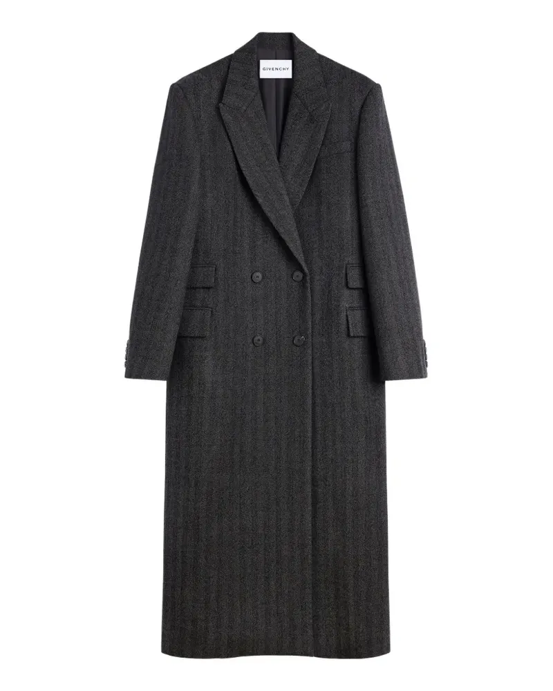 Givenchy Doppelreihiger Mantel mit Fischgrätenmuster - Grau Grau