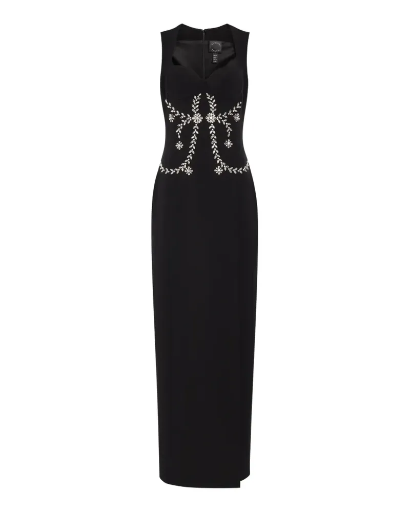 Huishan Zhang crystal-embellished sweetheart-neck maxi dress - Schwarz Schwarz