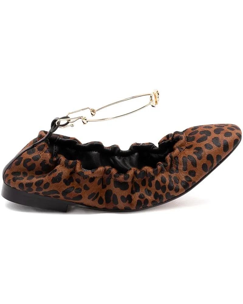Twin-Set Ballerinas mit Leoparden-Print - Braun Braun
