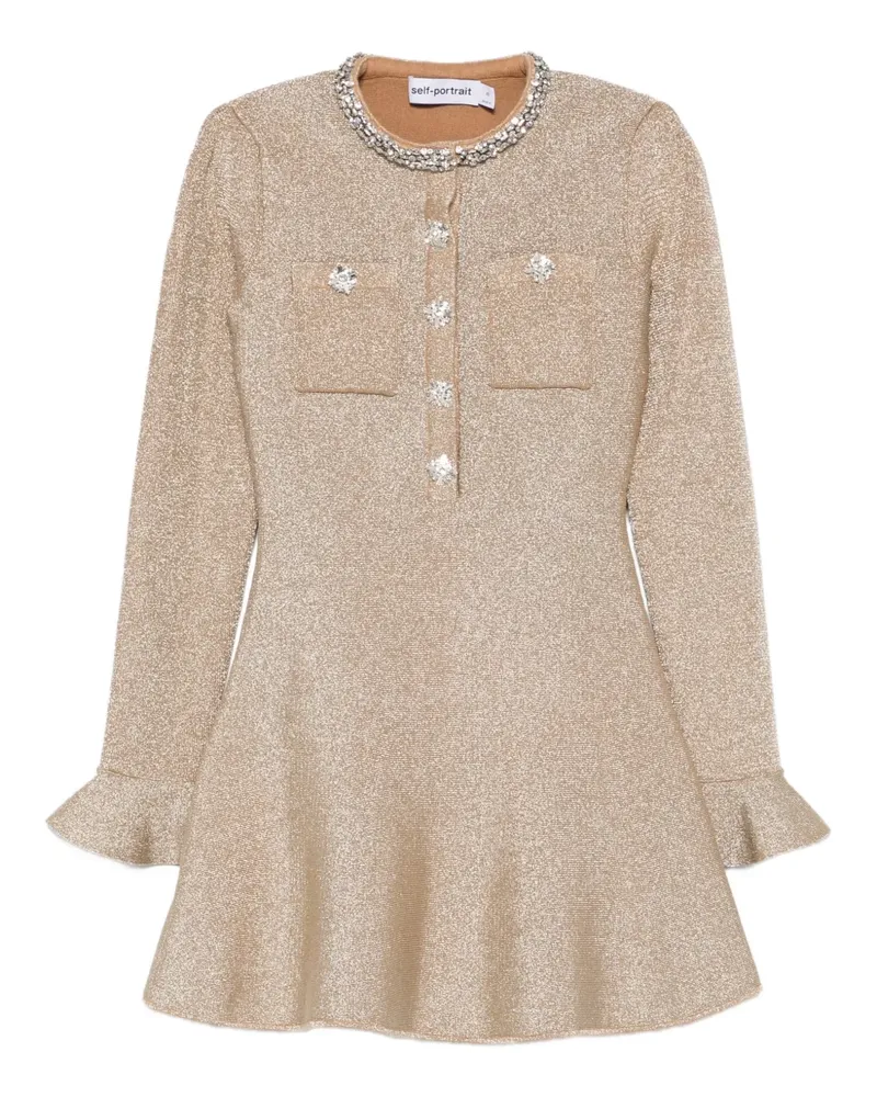 Self-Portrait Kleid mit Rüschen - Gold Gold