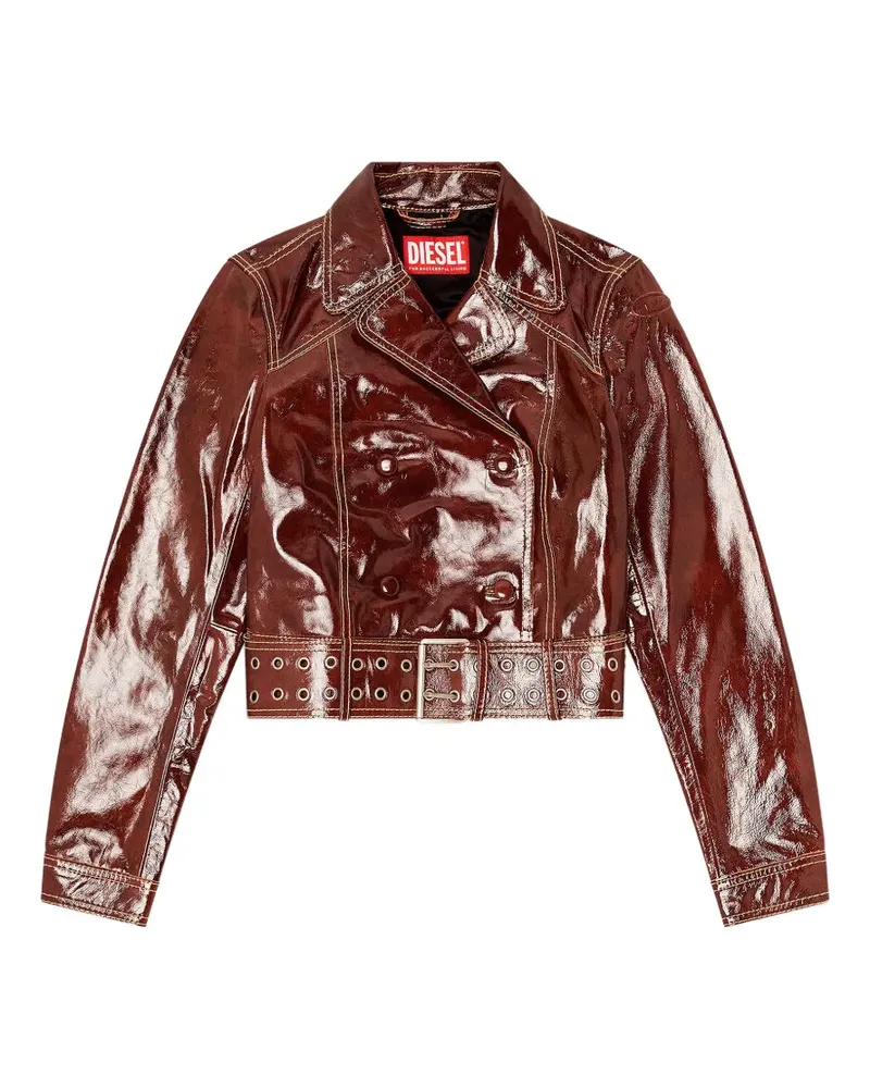 Diesel Doppelreihige Jacke aus Lackleder - Braun Braun