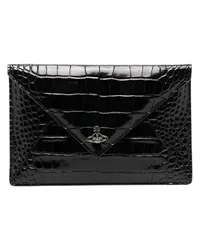 Vivienne Westwood Crocodile Envelope Clutch Schwarz