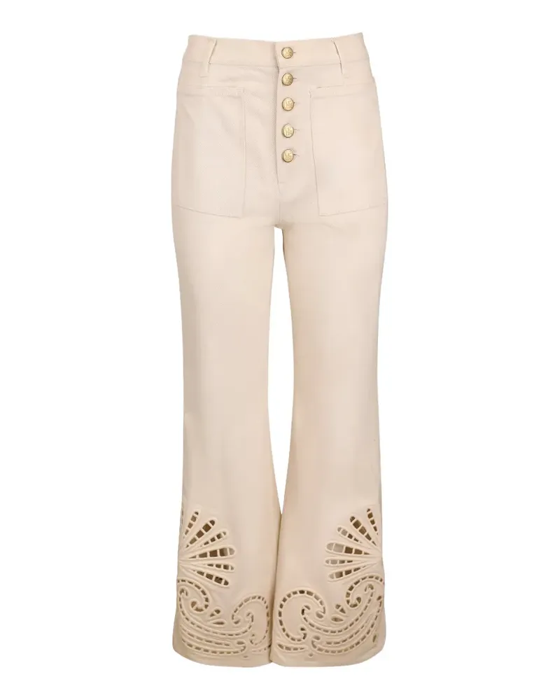 Ulla Johnson Lou embroidered flared jeans - Nude Nude