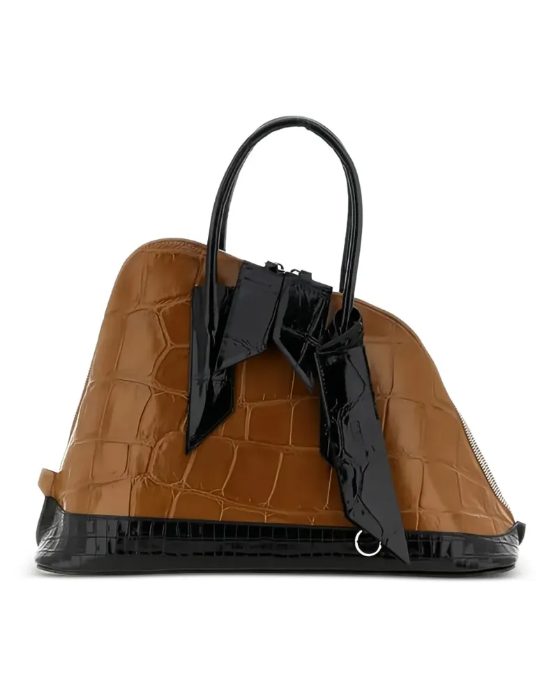 ATTICO Santa Ambroeus croc-effect tote bag - Braun Braun