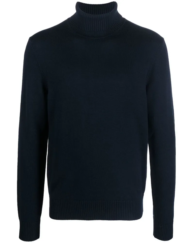 Emporio Armani Gestrickter Rollkragenpullover Blau