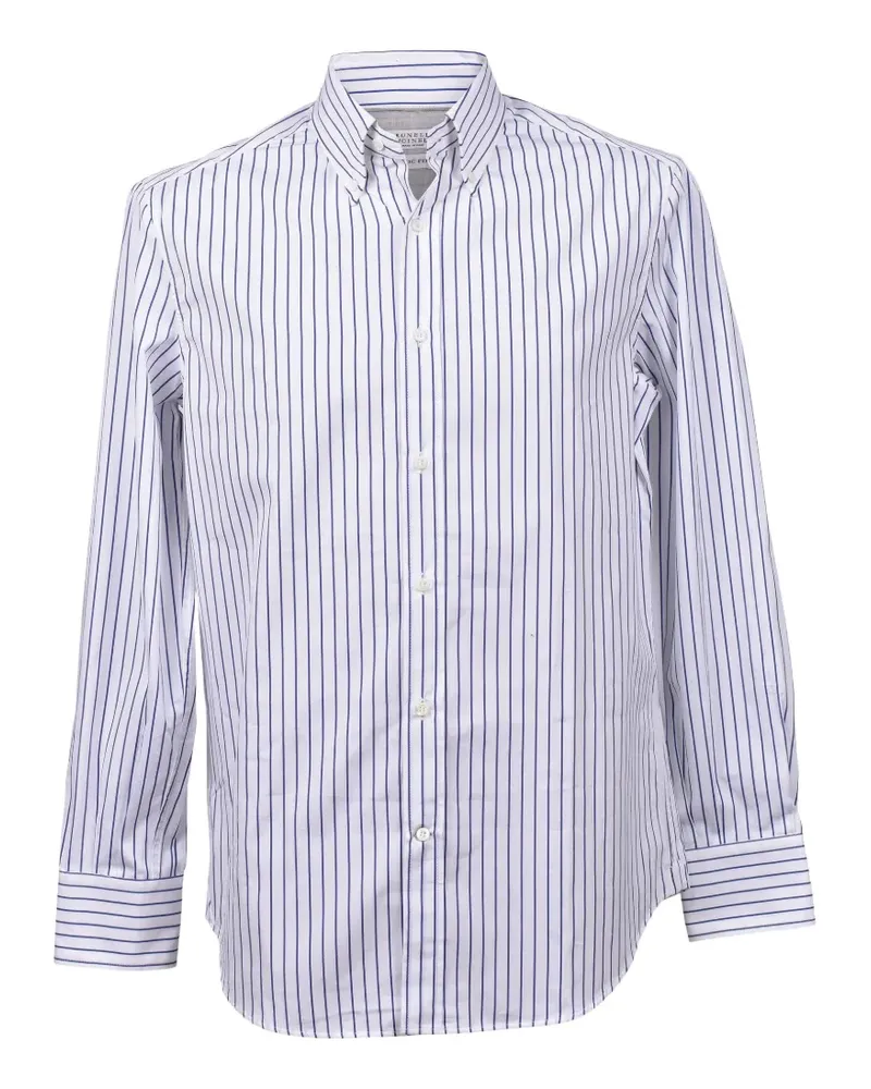 Brunello Cucinelli Gestreiftes Hemd - Weiß Weiß