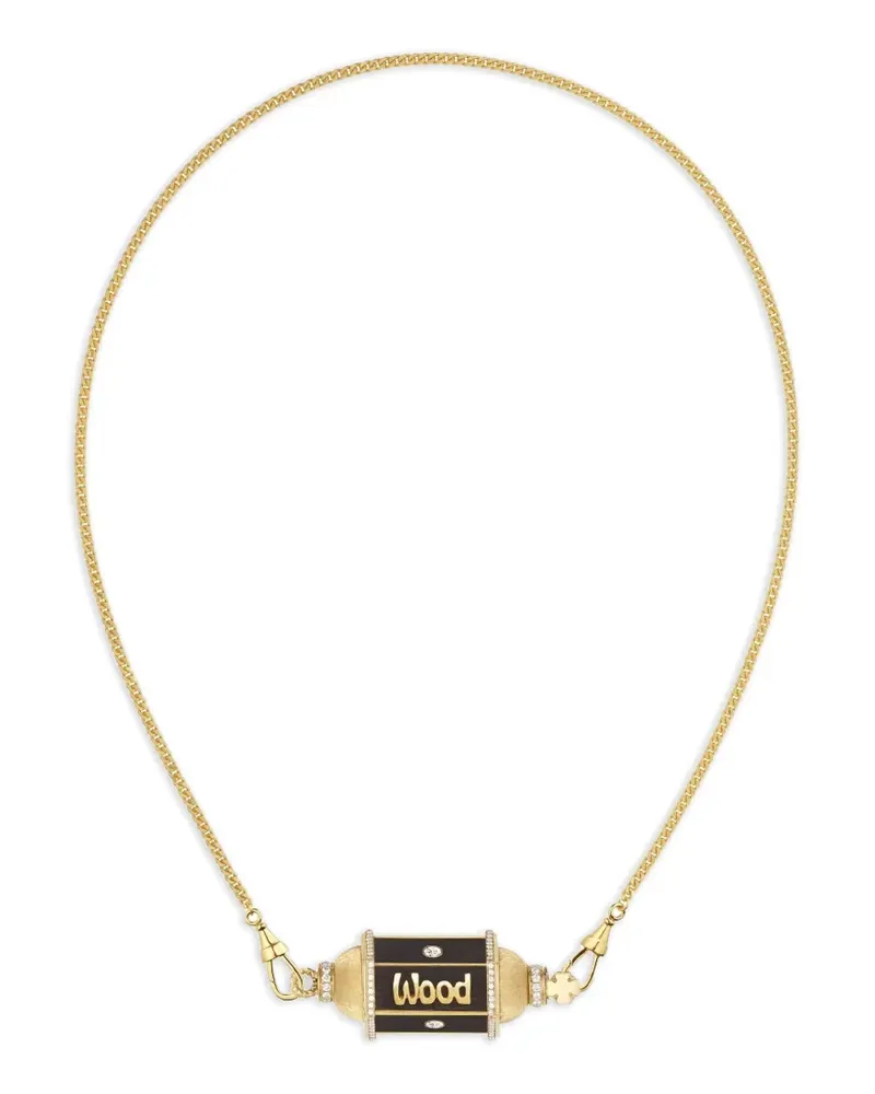 Marie Lichtenberg Knock on Wood diamond locket necklace - Gold Gold