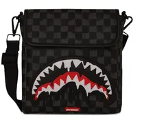 Schultertasche mit Hai-Karo - Schwarz