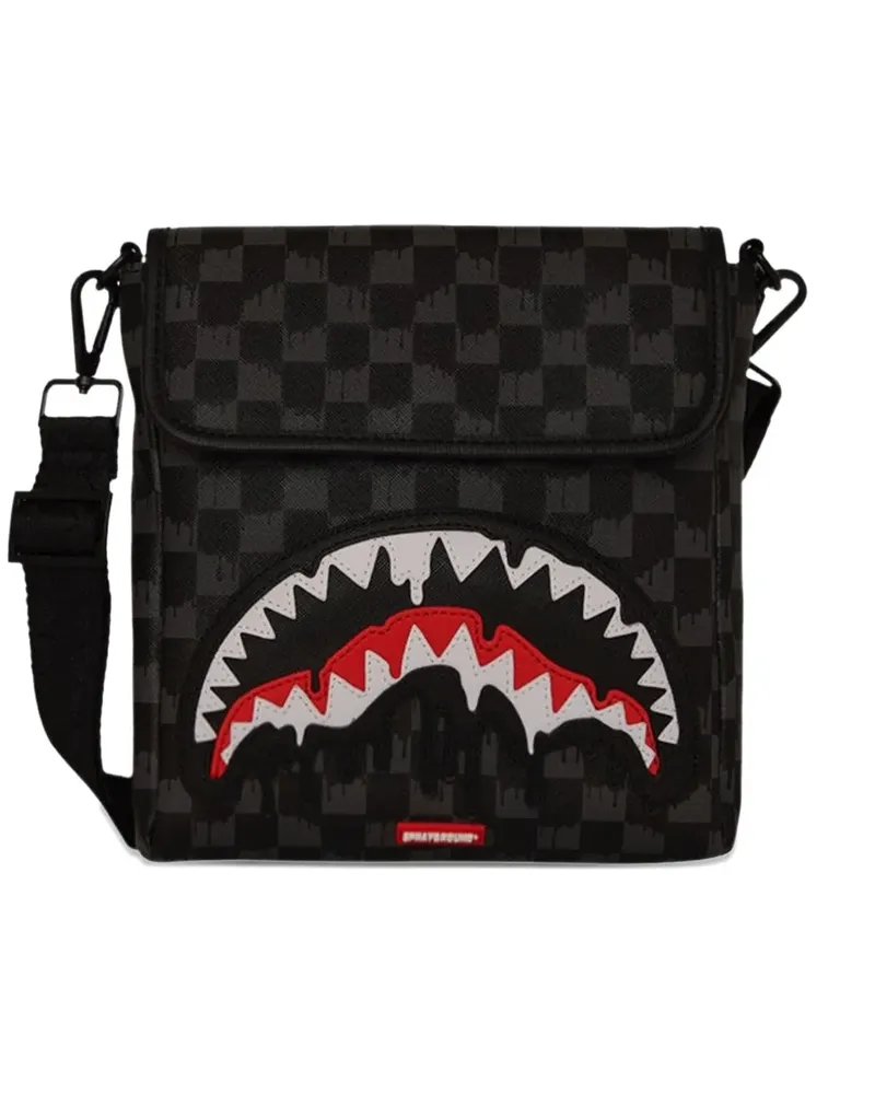 Sprayground Schultertasche mit Hai-Karo - Schwarz Schwarz