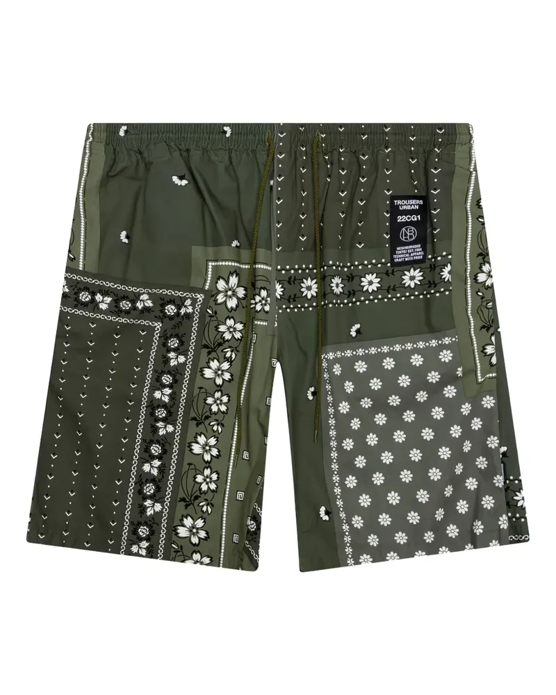 Neighborhood Shorts im Patchwork-Look - Grün Grün