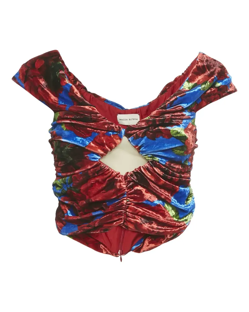 Magda Butrym 2000s floral-print velvet top - Rot Rot