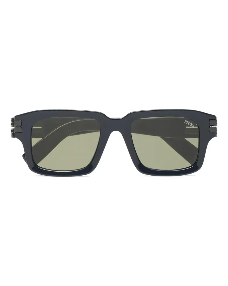 Ermenegildo Zegna Sonnenbrille mit eckigem Gestell - Blau Blau