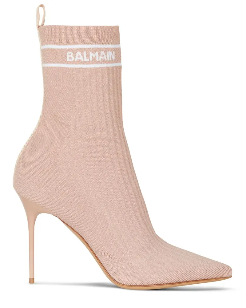 Balmain Skye Stiefeletten in Strickoptik 95mm - Nude Nude