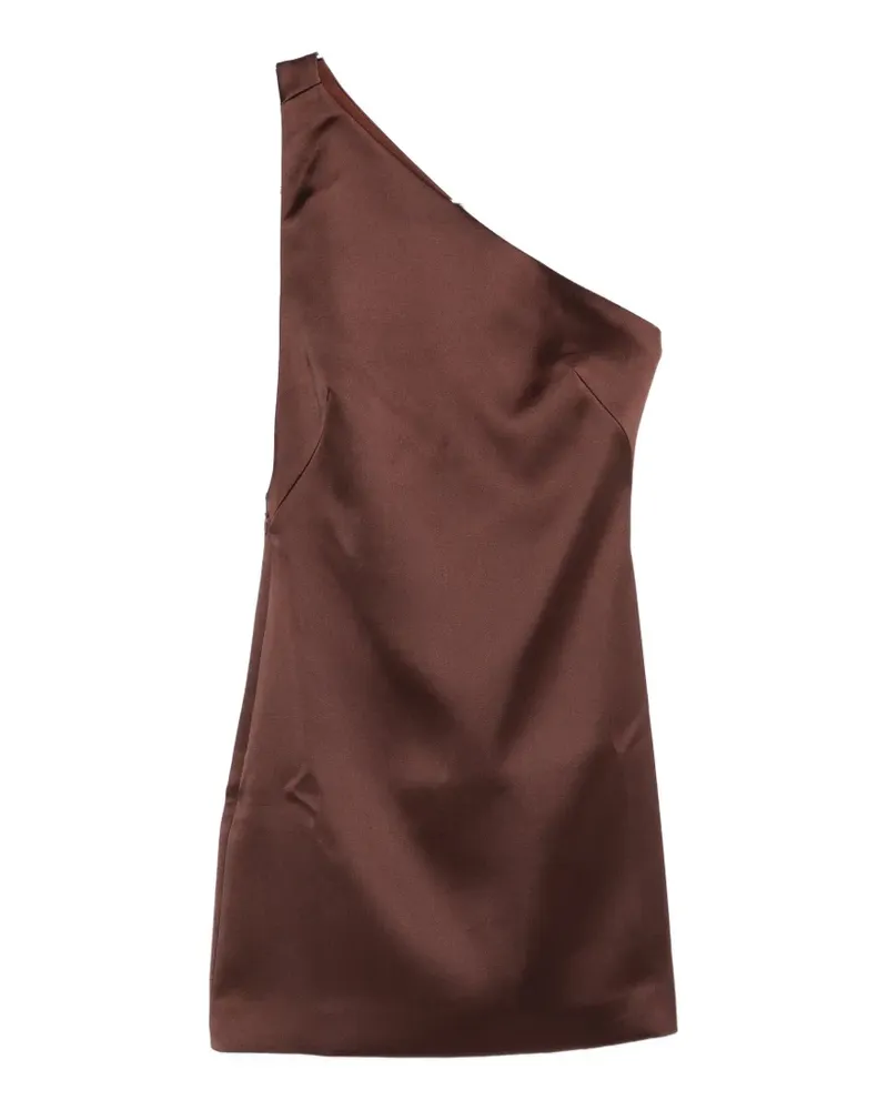 Self-Portrait one-shoulder satin mini dress - Braun Braun