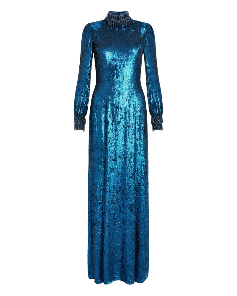 Jenny Packham Opium sequin high-neck maxi dress - Blau Blau