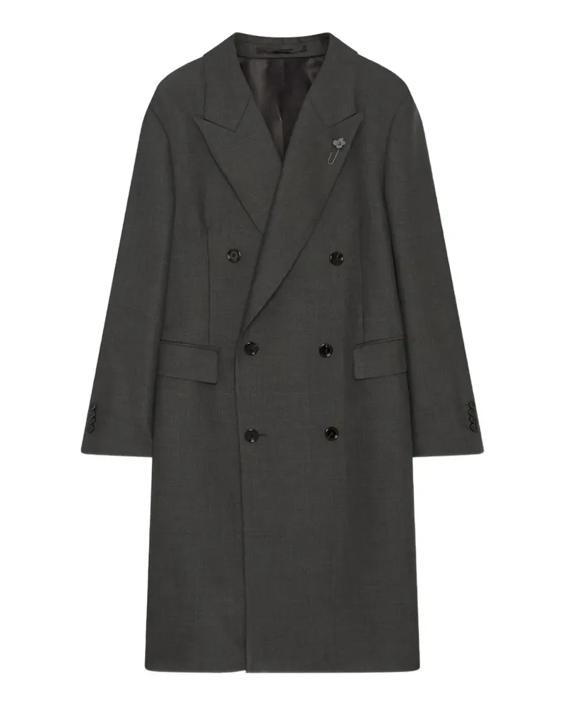 LARDINI double-breasted peak-lapels coat - Grau Grau