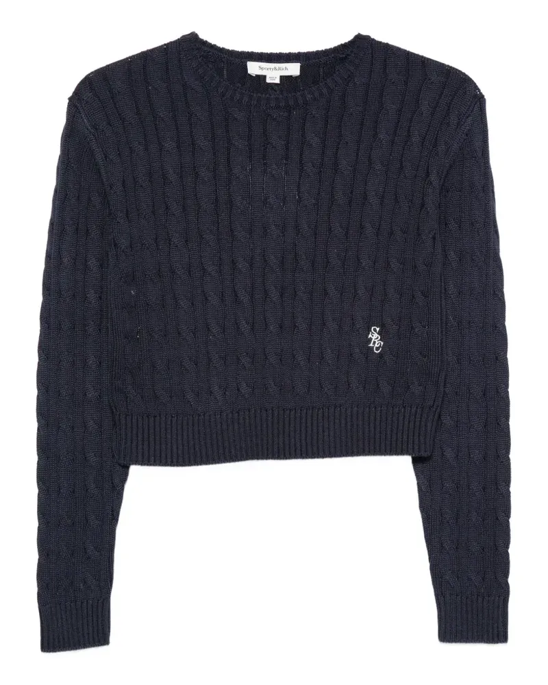 SPORTY & RICH Pullover mit Zopfmuster - Blau Blau