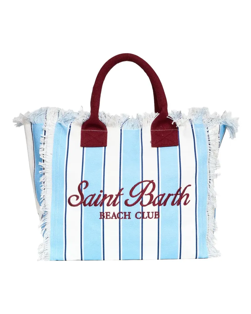MC2 Saint Barth Vanity striped fringed beach bag - Blau Blau