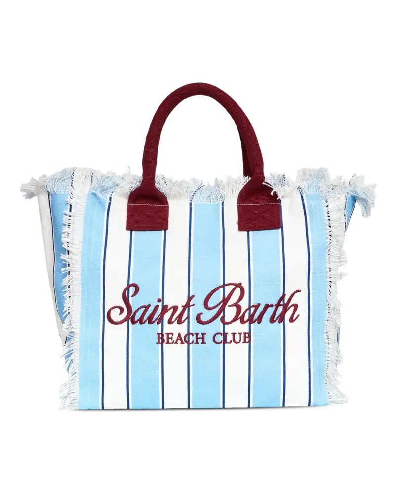 MC2 Saint Barth Vanity striped fringed beach bag - Blau Blau