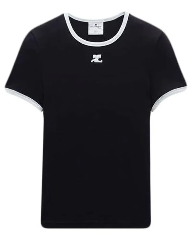 Courrèges T-Shirt mit Kontrastdetails Schwarz
