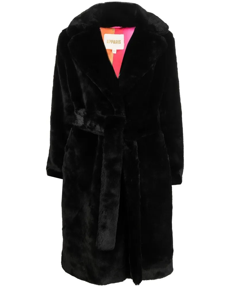 APPARIS Mantel aus Faux Fur Schwarz