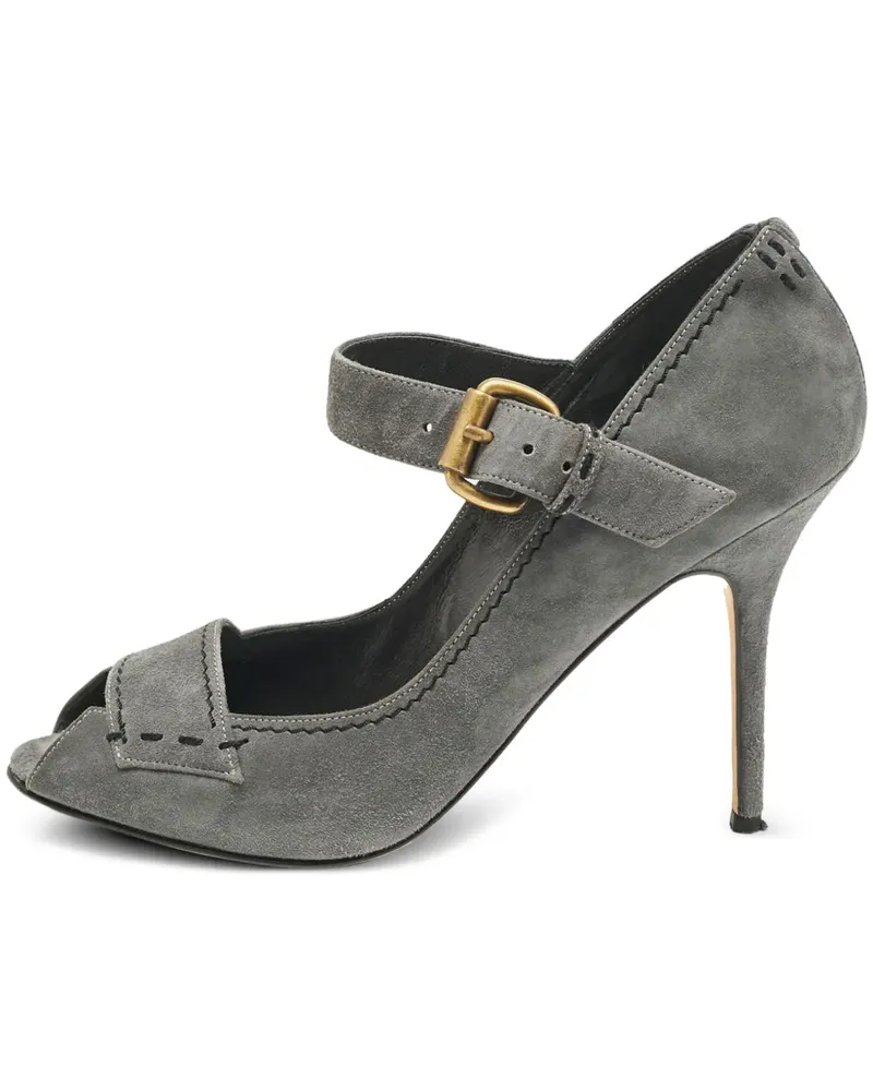 Manolo Blahnik Pumps aus Wildleder mit Schnalle 110mm - Grau Grau
