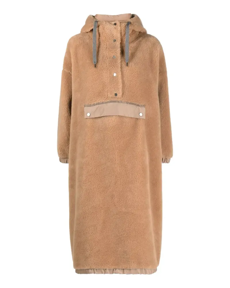 Brunello Cucinelli hooded faux-fur wool coat - Nude Nude