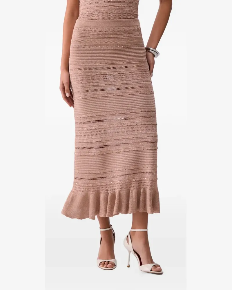 Liu Jo openwork knit midi skirt - Nude Nude