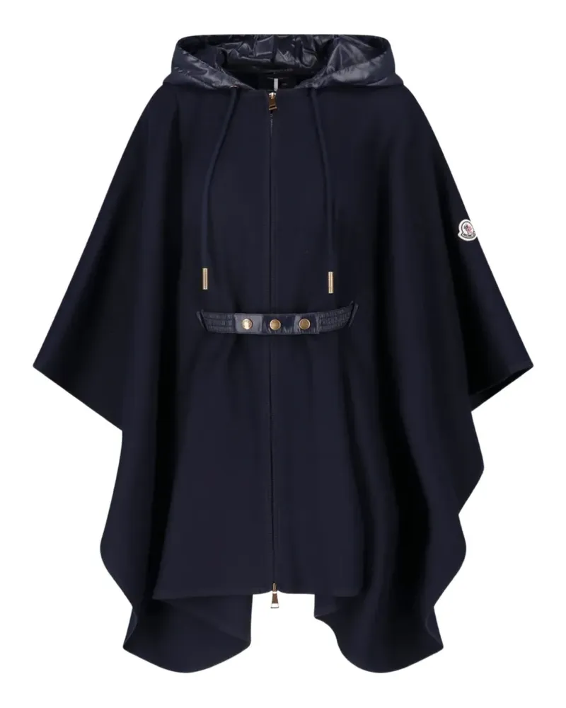 Moncler belted hooded cape jacket - Blau Blau