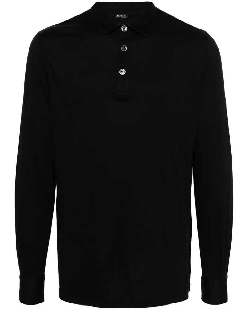 Kiton Langärmeliges Poloshirt aus Jersey Schwarz