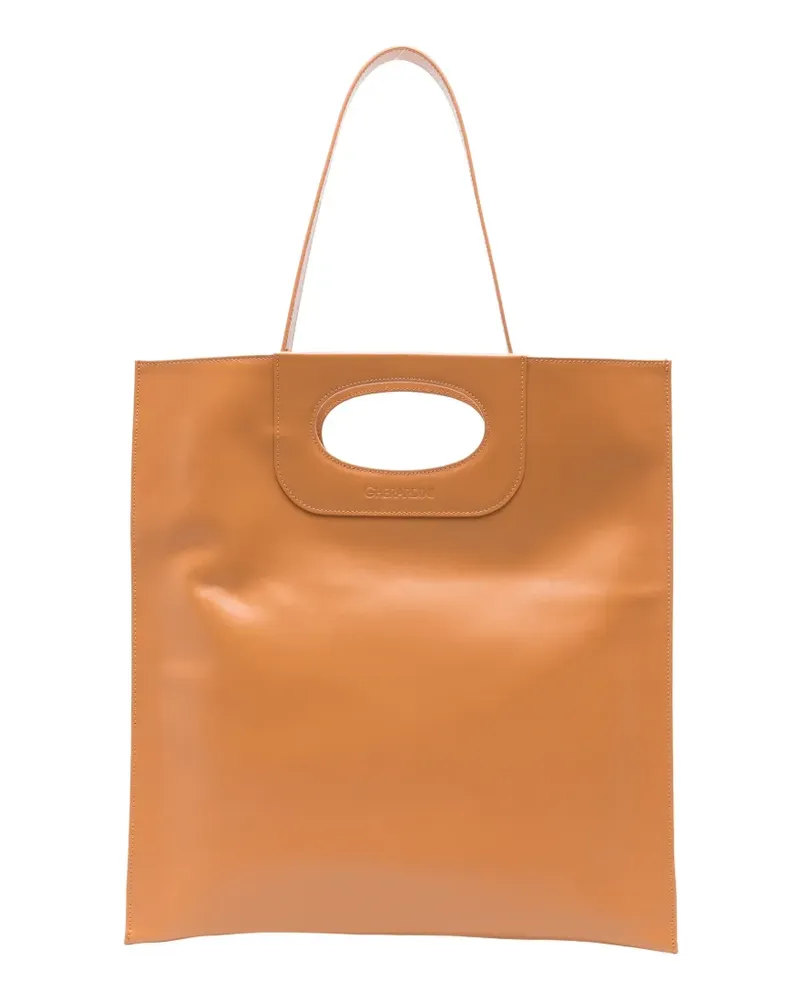 Gherardini Piattina logo-debossed leather clucth bag - Braun Braun